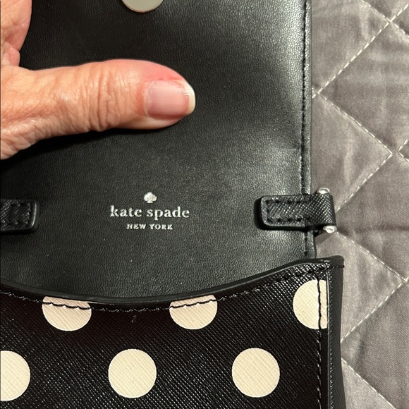Kate Spade Black and White Polka Dot Crossbody Bag/cell phone bag. Adjust strap. - Picture 7 of 14